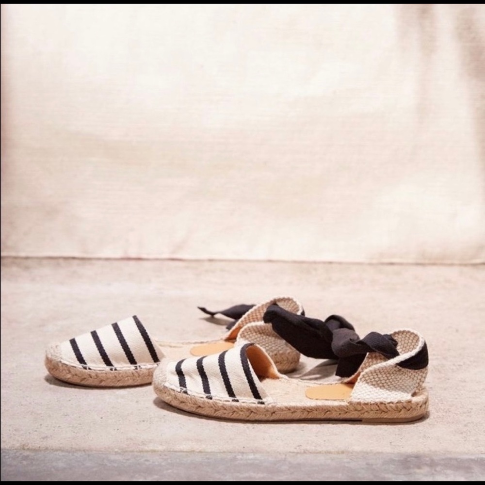Sezane Beige and Black Espadilles Size 40